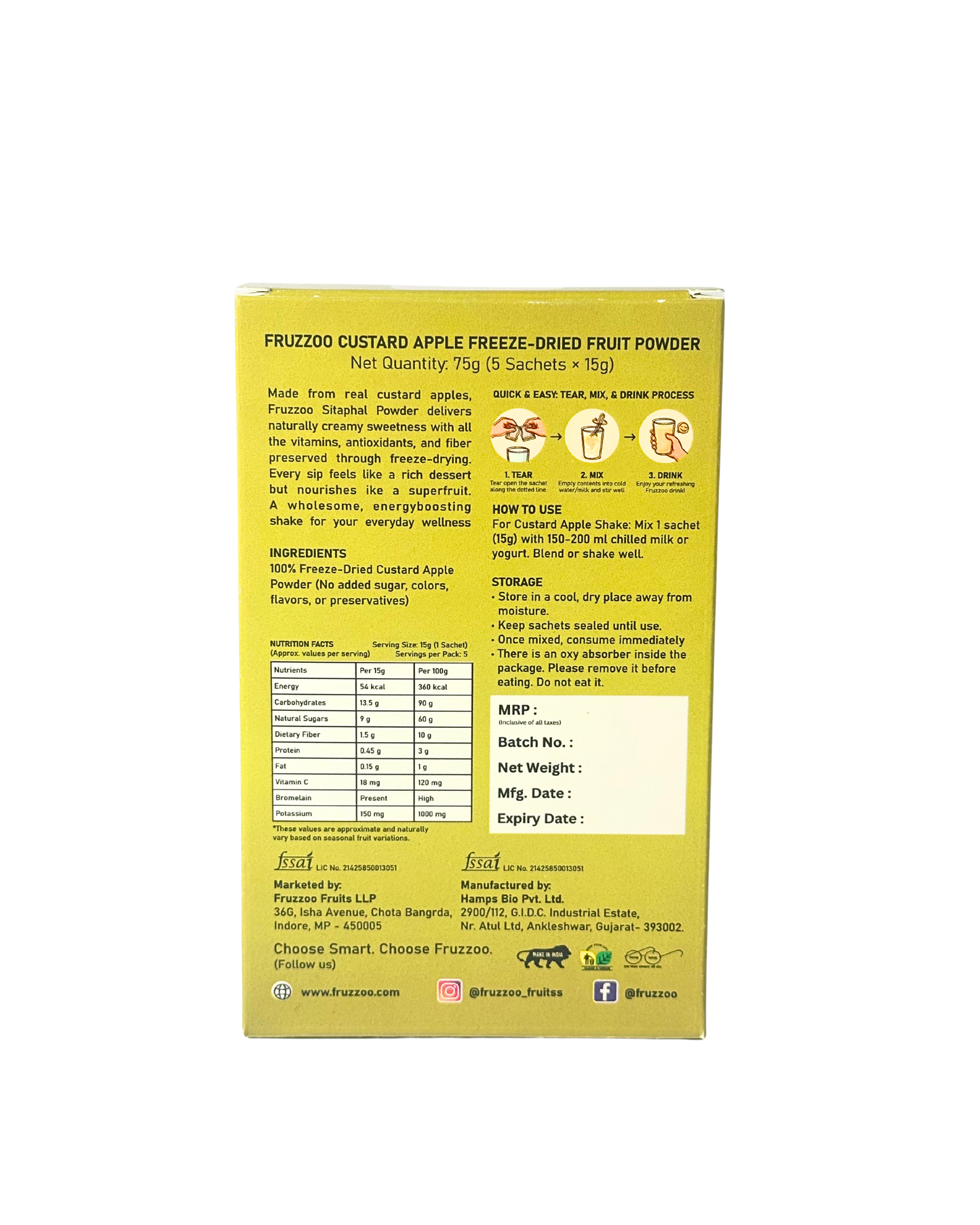 The Creamiest Dream in a Sip - Fruzzoo Custard Apple (Pack of 5)