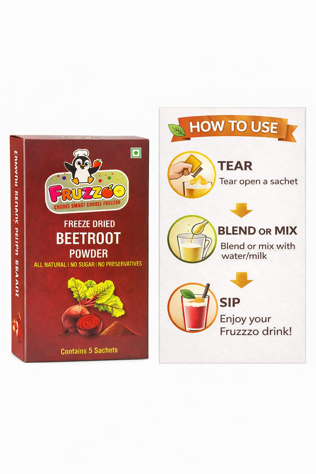 Fruzzoo Beetroot Powder mixed into a vibrant beetroot juice glass