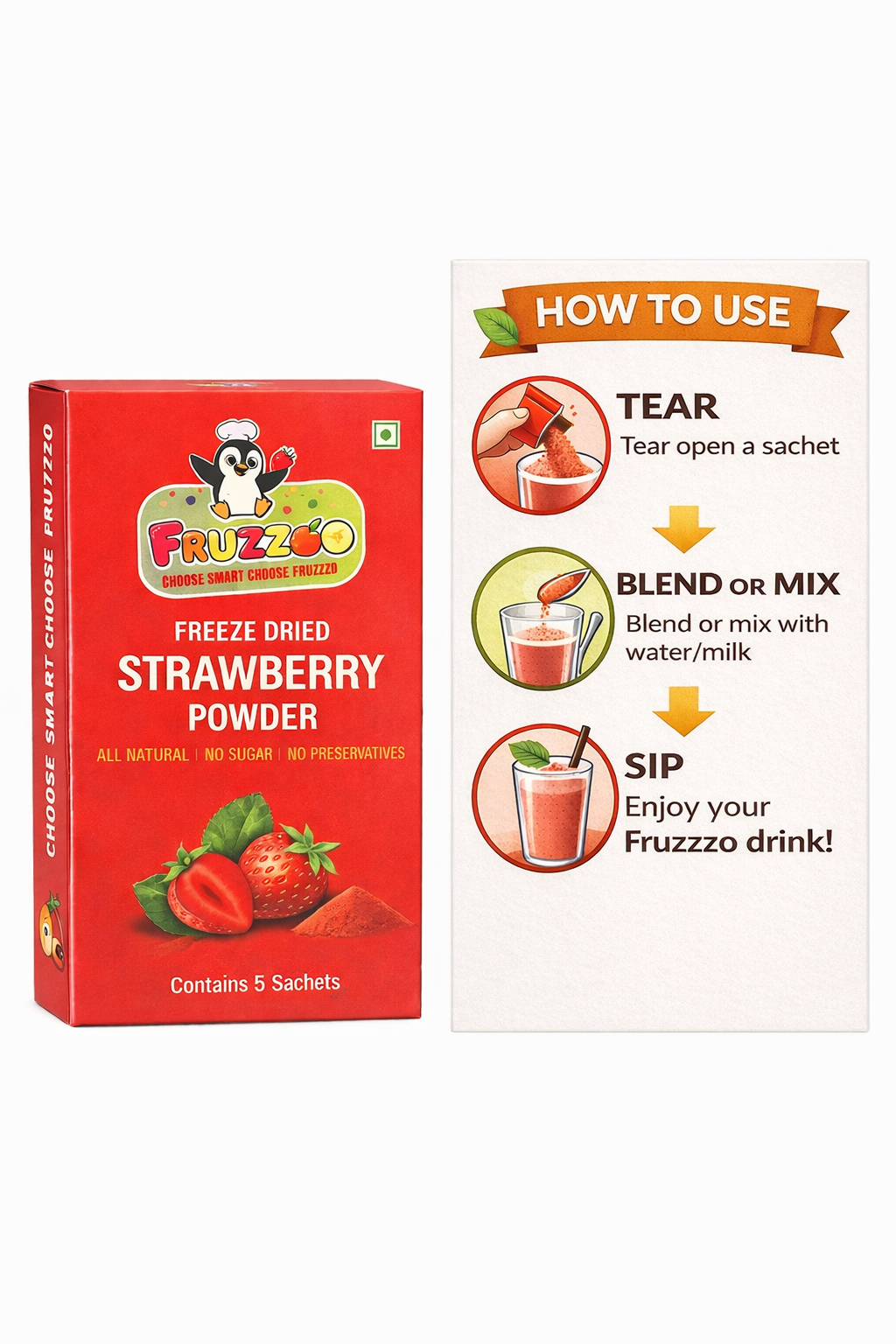 Sip the Sweet Side of Nature - Fruzzoo Strawberry Bliss (Pack of 5)