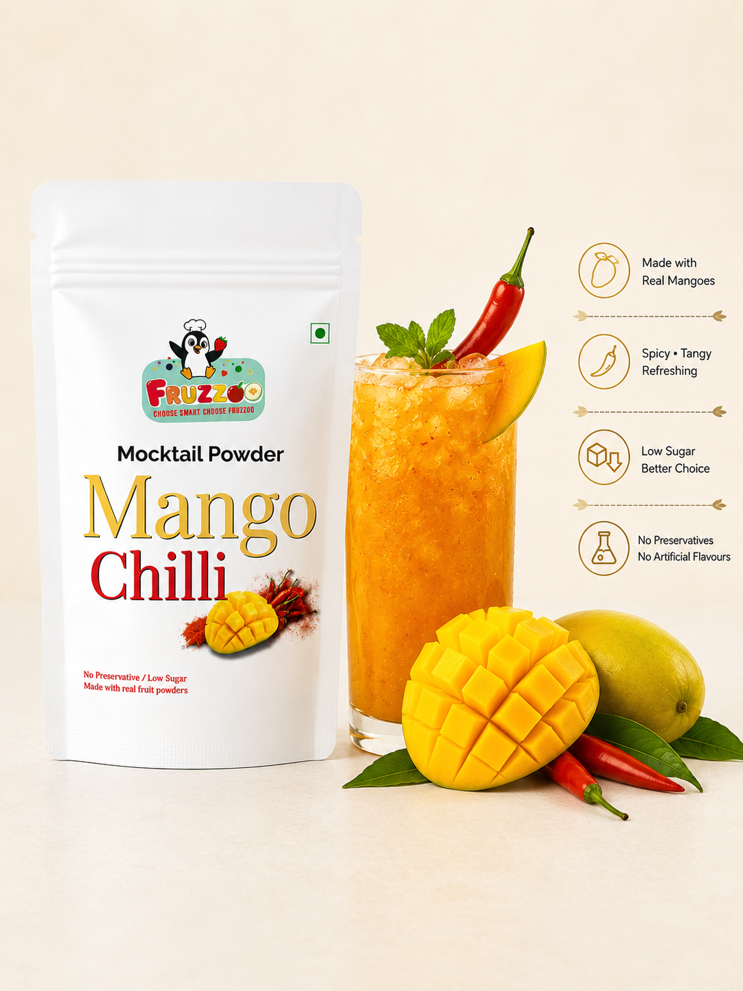 Fruzzoo Mango Chilli Mocktail Powder - Pack of 5 Sachets