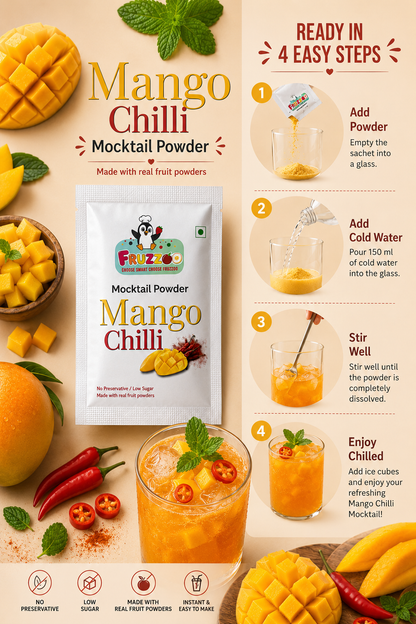 Fruzzoo Mango Chilli Mocktail Powder - Pack of 5 Sachets