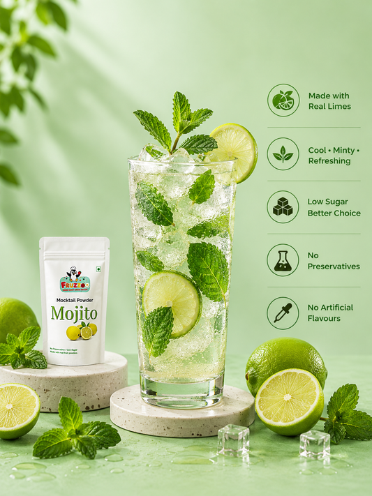 Fruzzoo Mojito Mocktail Powder sachet with mint and lemon