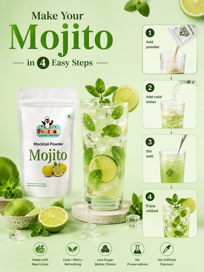 Fruzzoo Mojito Mocktail Powder - Pack of 5 Sachets