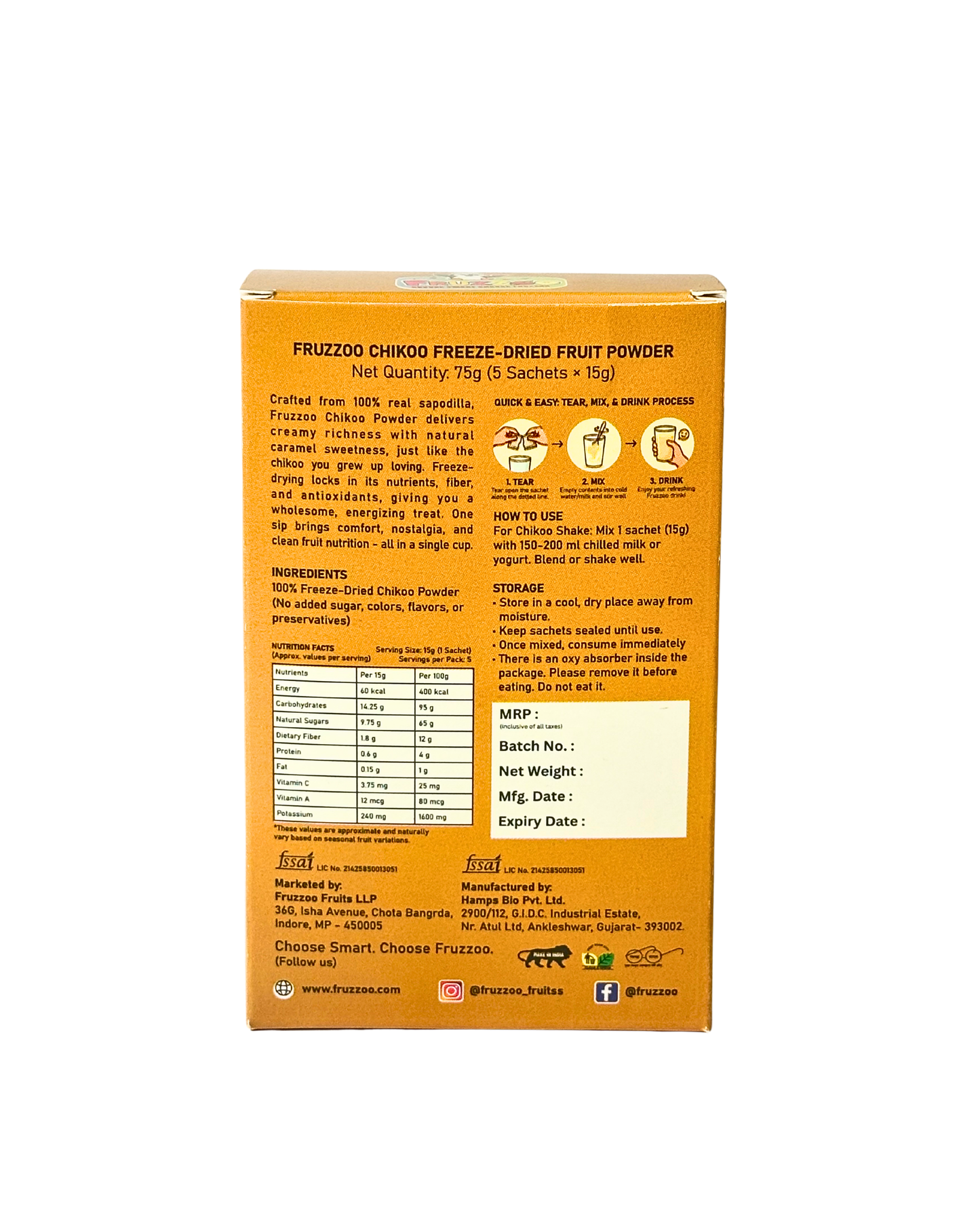 The Sweet Taste of Nostalgia - Fruzzoo Chikoo (Pack of 5)