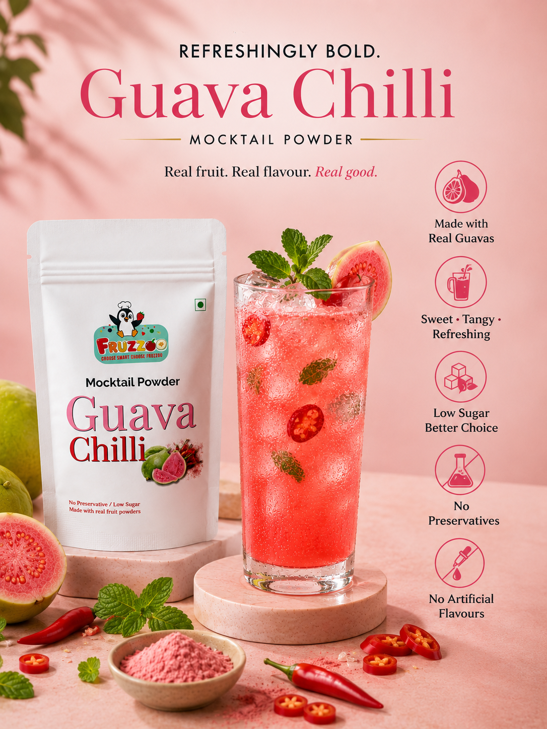 Fruzzoo Guava Chilli Mocktail Powder nutritional information