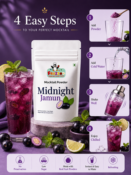 Fruzzoo Midnight Jamun Mocktail Powder - Pack of 4 Sachets