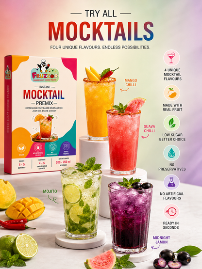 Fruzzoo Mocktail Box preparation steps and serving suggestions